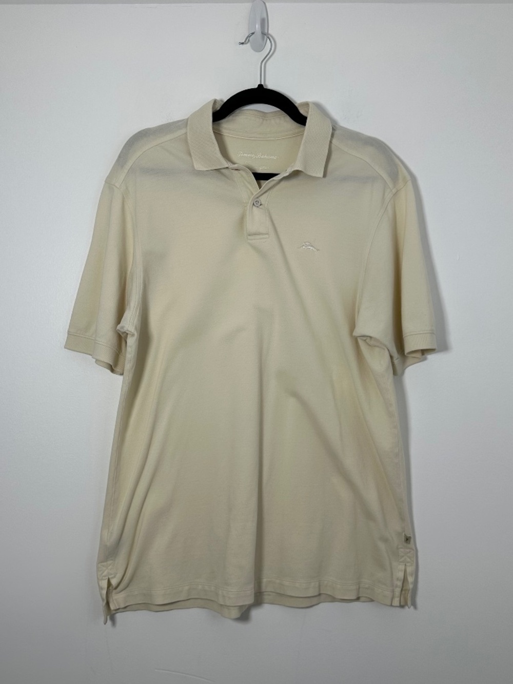 Tommy Bahama Mens Medium Beige Short-Sleeve Polo Shirt 100% Supima Cotton
